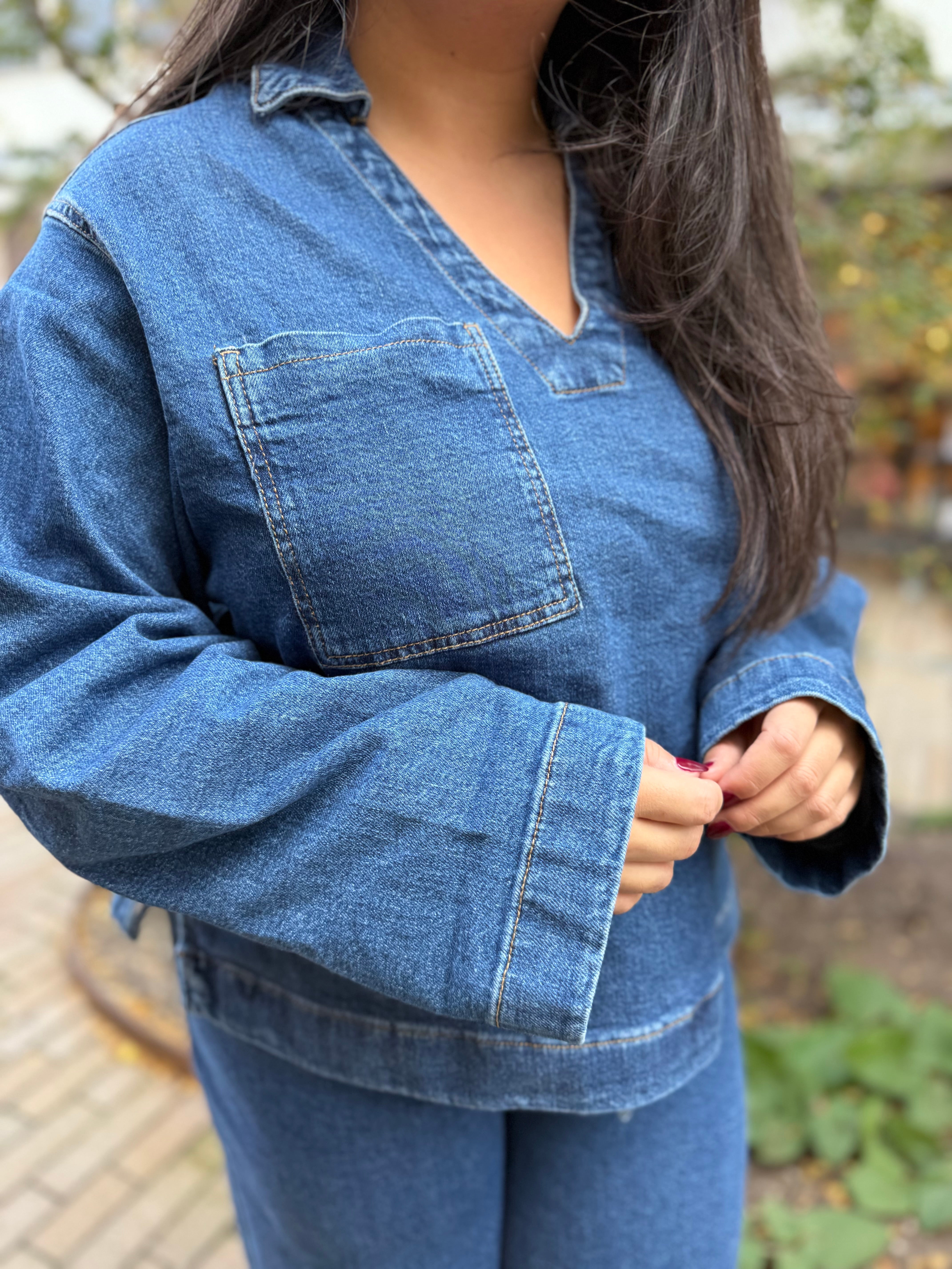 PCSILKE Denim Shirt - Medium Blue Denim